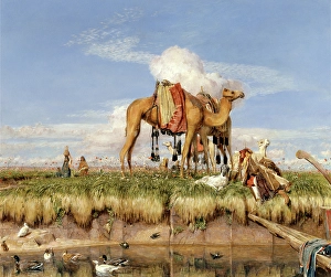 On the Banks of the Nile, Upper Egypt Signed and dated in brown paint, lower right On the Banks of the Nile, Upper Egypt Signed and dated in brown paint, lower right