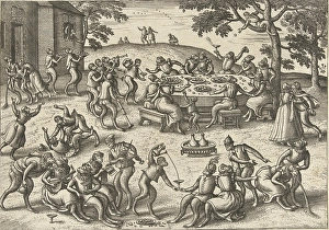 Banquet in open air, Pieter van der Borcht (I), Philips Galle, 1545 - 1608 Banquet in open air, Pieter van der Borcht (I), Philips Galle, 1545 - 1608