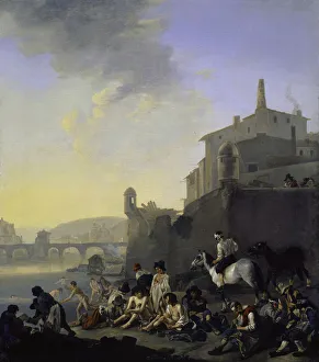 Bathing Gypsies Italian Town 1650 oil canvas Bathing Gypsies Italian Town 1650 oil canvas