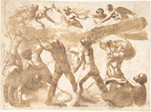 Battle Titans 1624-63 Pen brown ink brush wash Battle Titans 1624-63 Pen brown ink brush wash