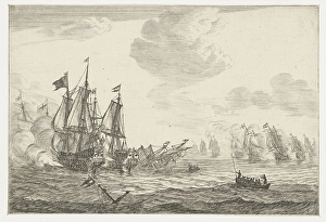 Battleship, print maker: Reinier Nooms, Clement de Jonghe possibly, 1652 - 1670 Battleship, print maker: Reinier Nooms, Clement de Jonghe possibly, 1652 - 1670