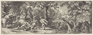 Bear hunting, print maker: Pieter Serwouters, David Vinckboons, Claes Jansz. Visscher II Bear hunting, print maker: Pieter Serwouters, David Vinckboons, Claes Jansz. Visscher II