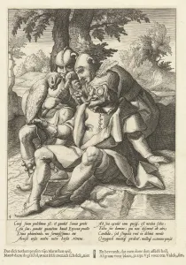 Each believes his owl to be a falcon, Karel van Mander (I), Franco Estius, 1590 - 1594 Each believes his owl to be a falcon, Karel van Mander (I), Franco Estius, 1590 - 1594