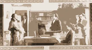 Benjamin Franklin opening first subscription library in Philadelphia, Mills, Charles E Benjamin Franklin opening first subscription library in Philadelphia, Mills, Charles E