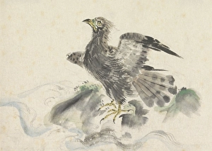 Bird prey rock Utagawa Kuniyoshi attributed 1808 Bird prey rock Utagawa Kuniyoshi attributed 1808