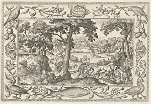 Boar Hunt, print maker: Adriaen Collaert, Hans Bol, Eduwart van Hoeswinckel, 1582 - 1586 Boar Hunt, print maker: Adriaen Collaert, Hans Bol, Eduwart van Hoeswinckel, 1582 - 1586