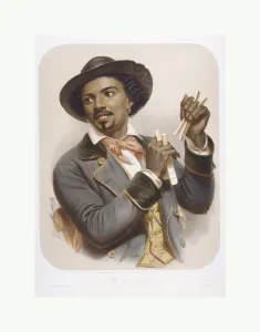 Bone Player 1857 Hand-colored lithograph image Bone Player 1857 Hand-colored lithograph image