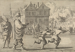 Boy offends the Mayor of Strasbourg by stealing the stick from his clerk, 1671 France Boy offends the Mayor of Strasbourg by stealing the stick from his clerk, 1671 France