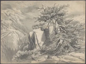 Broken Tree Moutainous Landscape early mid-19th century Broken Tree Moutainous Landscape early mid-19th century