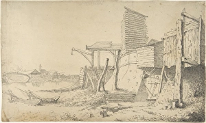 Building Riverbank 1760-79 Pen black ink sheet Building Riverbank 1760-79 Pen black ink sheet