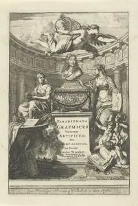 Bust Jan de Bisschop flanked allegorical figures Title page Bust Jan de Bisschop flanked allegorical figures Title page