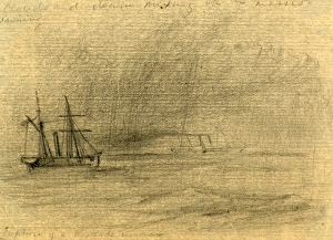 Capture of a blockade runner, between 1860 and 1865, drawing on cream paper pencil, 8 Capture of a blockade runner, between 1860 and 1865, drawing on cream paper pencil, 8