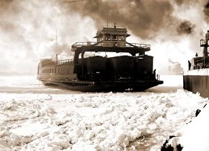 Piers And Wharves Gallery: Car ferry, Michigan Central, entering slip, Detroit River, Michigan Central (Ferry)