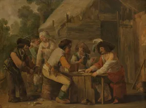 Card Players Three men playing cards table front Card Players Three men playing cards table front