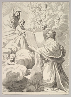 Cardinal Richelieu Kneeling Presents Book Virgin Cardinal Richelieu Kneeling Presents Book Virgin
