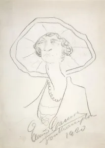 Caricature Woman Large Hat 1920 Graphite sheet Caricature Woman Large Hat 1920 Graphite sheet