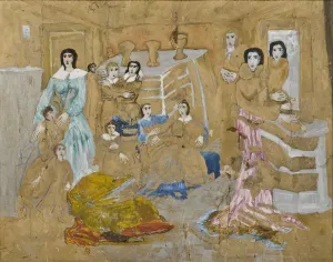 Carl Fredrik Hill Figures Golden Ground Composition Carl Fredrik Hill Figures Golden Ground Composition