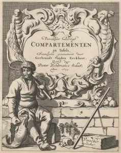 Cartouche with lobe ornament with a fisherman, print maker: Pieter Hendricksz. Schut Cartouche with lobe ornament with a fisherman, print maker: Pieter Hendricksz. Schut