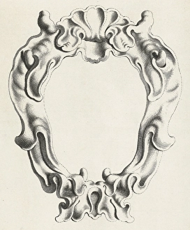Cartouche with lobe ornament, a top shell shape, Michiel Mosijn, Gerbrand van den Cartouche with lobe ornament, a top shell shape, Michiel Mosijn, Gerbrand van den