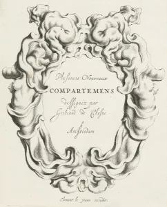 Cartouche with lobe ornament on both sides a female torso, Michiel Mosijn, Clement Cartouche with lobe ornament on both sides a female torso, Michiel Mosijn, Clement