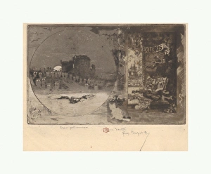Castle Owls 19th century Drypoint aquatint third Castle Owls 19th century Drypoint aquatint third