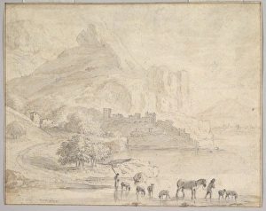 Cattle Shepherds Southern Mountainous Landscape Cattle Shepherds Southern Mountainous Landscape