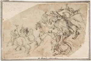 Cavalry Charge 1624-63 Pen brown ink brush Cavalry Charge 1624-63 Pen brown ink brush
