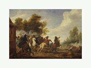 Cavalry Engagement Oil wood 8 5/8 x 12 1/2 21.9 31.8 cm Cavalry Engagement Oil wood 8 5/8 x 12 1/2 21.9 31.8 cm