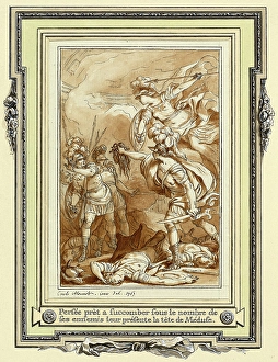 Charles Monnet, Perseus Turning Phinneas to Stone with the Head of Medusa, French Charles Monnet, Perseus Turning Phinneas to Stone with the Head of Medusa, French