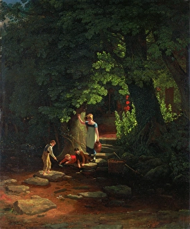 Children by a Brook Signed in lower left: F. Danby , Francis Danby, 1793-1861 Children by a Brook Signed in lower left: F. Danby , Francis Danby, 1793-1861