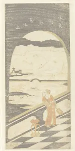 Chinese poet looking out water landscape Man Chinese poet looking out water landscape Man