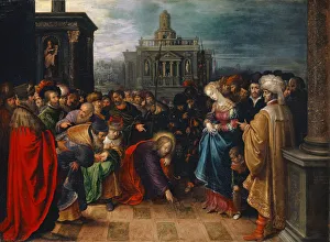 Christ Adulteress 1612 oil oak 49 x 66 cm signed Christ Adulteress 1612 oil oak 49 x 66 cm signed