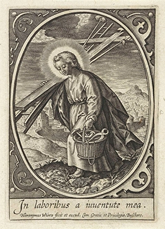 Christ child carries the passion equipment, Hieronymus Wierix, 1563 - before 1619 Christ child carries the passion equipment, Hieronymus Wierix, 1563 - before 1619