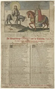Christ on the donkey, the Pope on a horse, print maker: Anonymous, Jan van der Heyden II Christ on the donkey, the Pope on a horse, print maker: Anonymous, Jan van der Heyden II