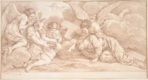 Christ Falling under Cross 1782 Red chalk framing lines Christ Falling under Cross 1782 Red chalk framing lines