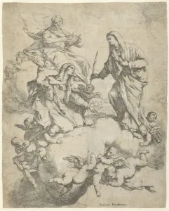 Christ Mary St. Anna kneeling clouds Maria offers Christ Mary St. Anna kneeling clouds Maria offers