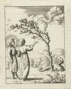 Christ and the soul personified in a storm, Jan Luyken, Pieter Arentsz (II), 1678 - 1687 Christ and the soul personified in a storm, Jan Luyken, Pieter Arentsz (II), 1678 - 1687