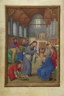 Christ Washing Apostles Feet Simon Bening Flemish Christ Washing Apostles Feet Simon Bening Flemish