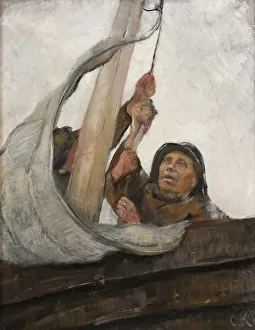 Christian Krohg Setting Sail Sail lift painting Christian Krohg Setting Sail Sail lift painting