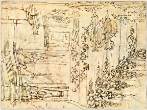 Claude Gillot, Studies of Ornament and Architecture, French, 1673-1722, c. 1710, pen Claude Gillot, Studies of Ornament and Architecture, French, 1673-1722, c. 1710, pen