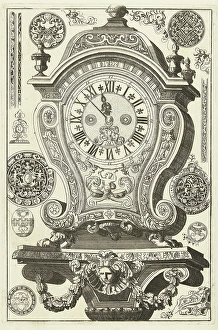 Clock on console with mask and garland, Daniel Marot I, Anonymous, Anonymous, after Clock on console with mask and garland, Daniel Marot I, Anonymous, Anonymous, after