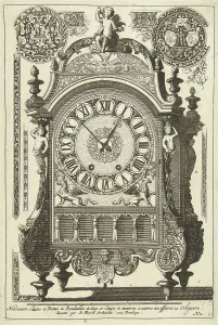 Clock and a putto, title page from the series Nouveaux Liure de Boites de Pendulles Clock and a putto, title page from the series Nouveaux Liure de Boites de Pendulles