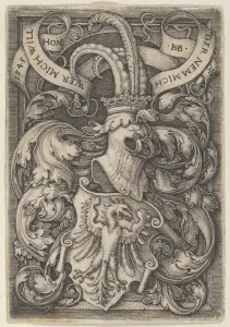 Coat Arms Eagle Surrounded Foliage 1543 Engraving Coat Arms Eagle Surrounded Foliage 1543 Engraving