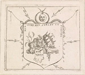 Coat with broken crowns and a torn banner of the Rhine Confederation, Hermanus Fock, 1813 Coat with broken crowns and a torn banner of the Rhine Confederation, Hermanus Fock, 1813
