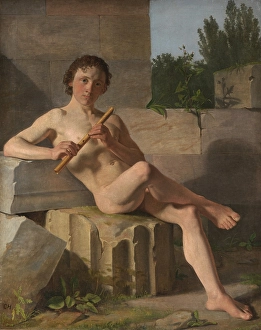 Constantin Hansen Male Model Playing Flute Flute playing male model Constantin Hansen Male Model Playing Flute Flute playing male model