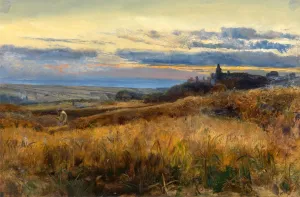 Cornfield at sunset signed and dated 1860, John William Inchbold, 1830-1888, British Cornfield at sunset signed and dated 1860, John William Inchbold, 1830-1888, British