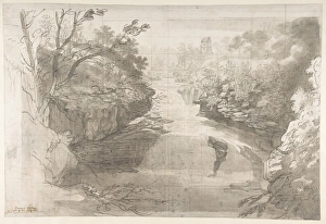 Corra Linn Falls Clyde 1788 Graphite pen ink Corra Linn Falls Clyde 1788 Graphite pen ink
