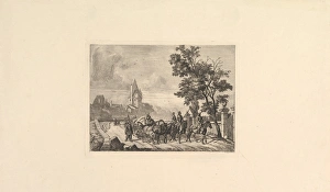 Cossacks Escorting Baggage Wagon 1816 Etching Cossacks Escorting Baggage Wagon 1816 Etching