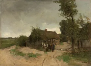 Cottage dirt road house shed heath man stands Cottage dirt road house shed heath man stands