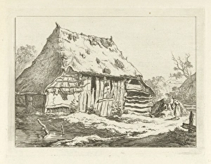 Couple at a barn, Carel Lodewijk Hansen, c. 1780 - 1840 Couple at a barn, Carel Lodewijk Hansen, c. 1780 - 1840